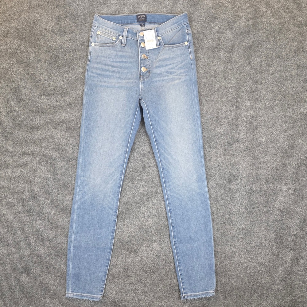 NWT J.Crew High-Rise Skinny Jeans Womens 26 Blue Denim Button Fly Stretch AG913